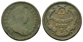 Austria. Maria Theresia (1740-1780). Æ ½ Kreuzer 1777. (22mm, 5g).