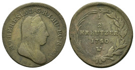 Austria. Maria Theresia (1740-1780). Æ ½ Kreuzer 1780. (21mm, 3,6g).