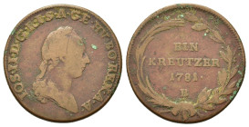 Austria. Joseph II (1780-1790). Æ 1 Kreuzer 1781. (23,5mm, 7,3g).