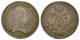 Austria. Francis II (1792-1806). Æ ½ Kreuzer 1800. (21,6mm, 2g).