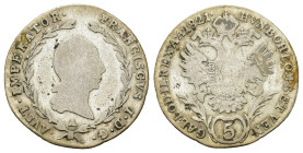 Austria. Francis I of Austria (1804-1835). AR 5 Kreuzer 1821. (21,8mm, 2g).