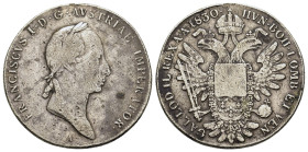 Austria. Kaisertum Österreich. Franz I (1806-1835). Konventionstaler 1830 (40,4mm, 27,5g), Vienna FRANCISCVS I D G AVSTRIAE IMPERATOR Laureate bust of...