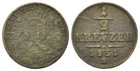 Austria. Francis Joseph I (1848-1916). Æ ½ Kreuzer 1851. (19,6mm, 2,5g).