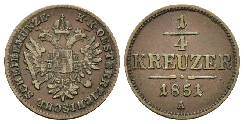 Austria. Francis Joseph I (1848-1916). Æ ¼ Kreuzer 1851. (17,4mm, 1,5g).