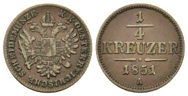 Austria. Francis Joseph I (1848-1916). Æ ¼ Kreuzer 1851. (17,4mm, 1,5g).