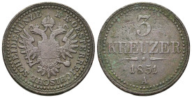 Austria. Francis Joseph I (1848-1916). Æ 3 Kreuzer 1851. (30,5mm, 15,9g).