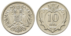 Austria. Francis Joseph I (1848-1916). NI 10 Heller 1909. (19mm, 3g).