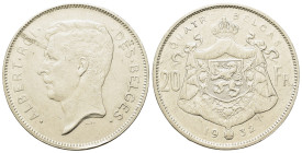 Belgium. Albert I (1909-1934). AR 20 Francs 1932. (37mm, 19,7g).
