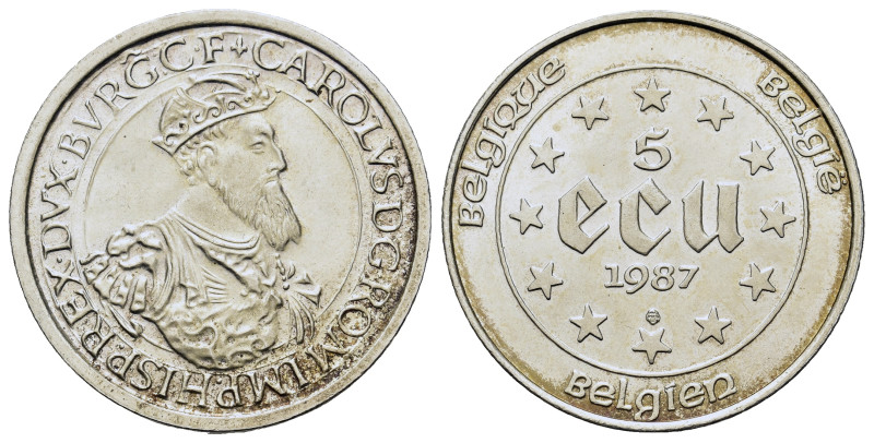 Belgium. Baldovino I (1951-1993). AR 5 Ecu 1987. (37mm, 22,8g).