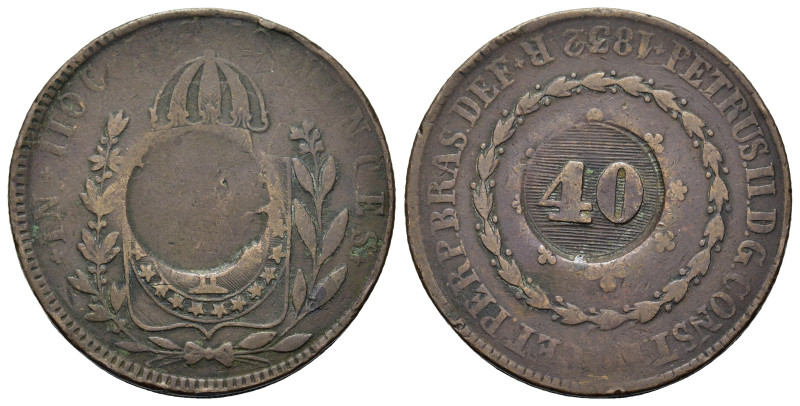 Brasil. Petrus II. Countermark 40 Reis on 80 Reis 1832. (40,5mm, 28,5g).