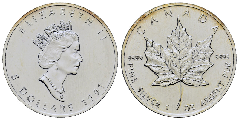 Canada. Elizabeth II (1952- 2022). AR 5 Dollars 1991. (37,9mm, 31.5g).