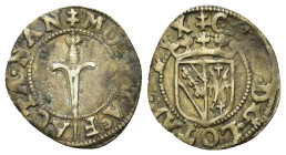 France. Lorraine. Duchy of Lorraine. Charles III (1545-1608). Double denier (Nancy). CARO D G LOTAR B DVX. Crowned shield.
R/ + MONETA FACTA NAN. Swor...