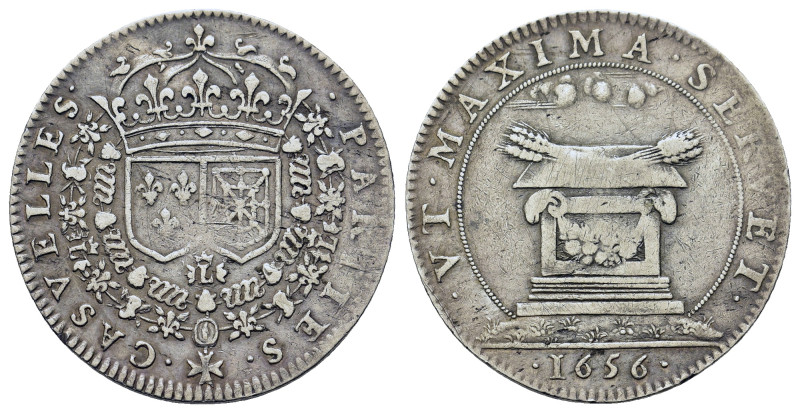 France. Louis XIV (1643-1715), AR Jeton 1656.Arms. R/ Altar. Feurd. 2600 Var. Ra...
