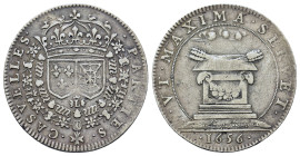 France. Louis XIV (1643-1715), AR Jeton 1656.Arms. R/ Altar. Feurd. 2600 Var. Rare (26,6mm, 5.2g)