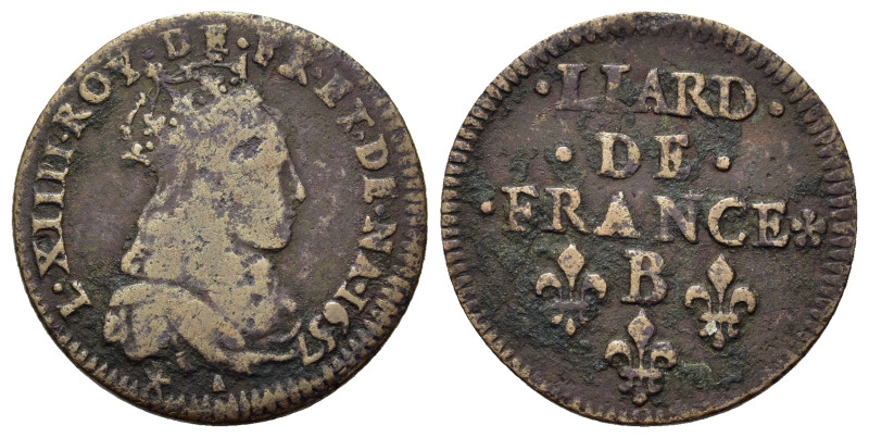 France. Louis XIV (1643-1715). Æ 	1 Liard 1657. (22,3mm, 3,5g).