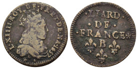 France. Louis XIV (1643-1715). Æ 	1 Liard 1657. (22,3mm, 3,5g).