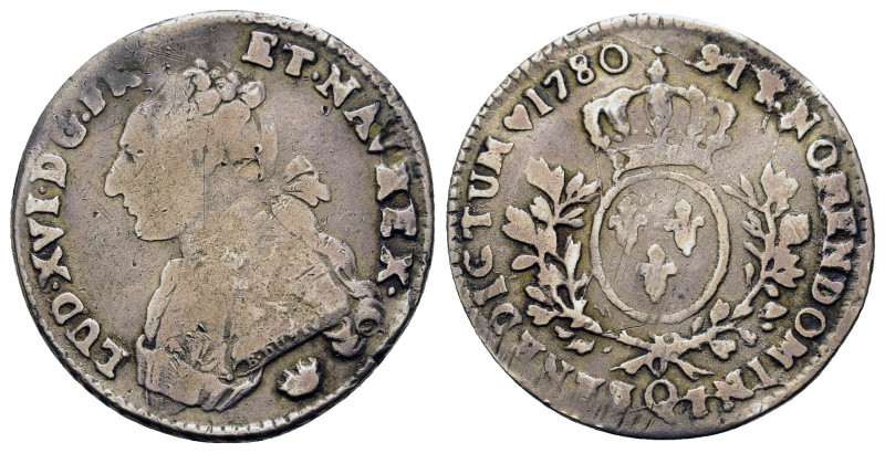 France. Louis XVI (1774-1792) AR Fifth of an ecu with olive branches, 1780 Perpi...