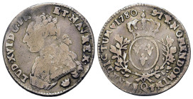 France. Louis XVI (1774-1792) AR Fifth of an ecu with olive branches, 1780 Perpignan LUD. XVI. D. G. FR. - ET NAV. REX. Bust l. R/.SIT NOMEN DOMINI - ...