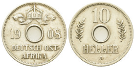 German East Africa. Wilhelm II (1888-1918). Æ-NI 10 Heller 1908. (26mm, 6,3g).