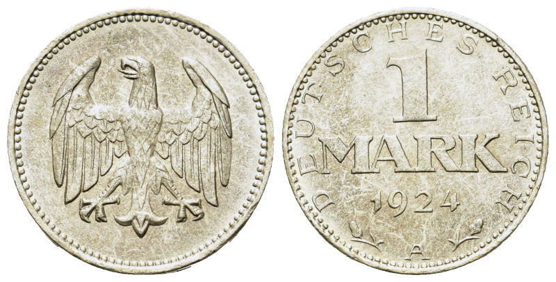Germany. Weimar Republic (1918-1933). AR 1 Mark 1924. (22,7mm, 5g).