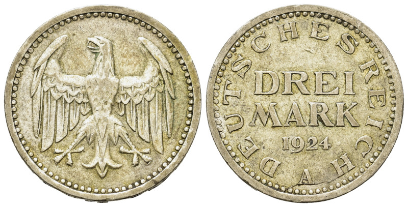 Germany. Weimar Republic (1918-1933). AR 3 Mark 1924. (30mm, 15g).