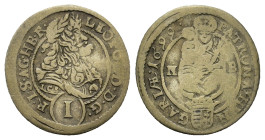 Hungary. Leopold I (1657-1705) BI 1 Kreuzer 1699 Laureate bust of Emperor r. R/ Virgin and Child seated, wreath of rays around. (16,3mm, 0,77g).