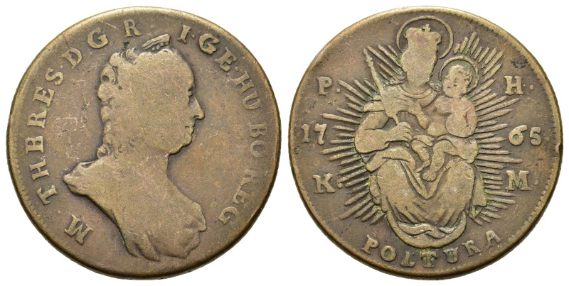 Hungary. Maria Theresia (1740-1780). Æ 1 Poltura 1765. (29,6mm, 15,2g).