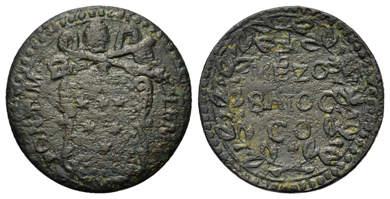 Italy. Gubbio, Clemente X (E. Altieri), 1670-1676. (26,5mm, 8.6g). Mezzo baiocco...