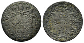 Italy. Gubbio, Clemente X (E. Altieri), 1670-1676. (26,5mm, 8.6g). Mezzo baiocco. CLEM · X · - PONT · MAX Arms. R/ MEZO / BA IOC / CO Munt. 74 Variant...