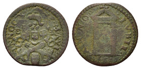 Italy, Gubbio. Innocenzo X (1644-1655). Æ Quattrino (19,5mm, 2.7g). Arms. R/ Holy gate. Muntoni 122.