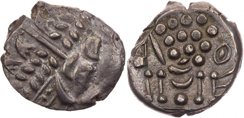 BRITANNIEN DUROTRIGES
 AR-Stater, Abstract Type 58-45 v. Chr. Vs.: zu Mondsiche...