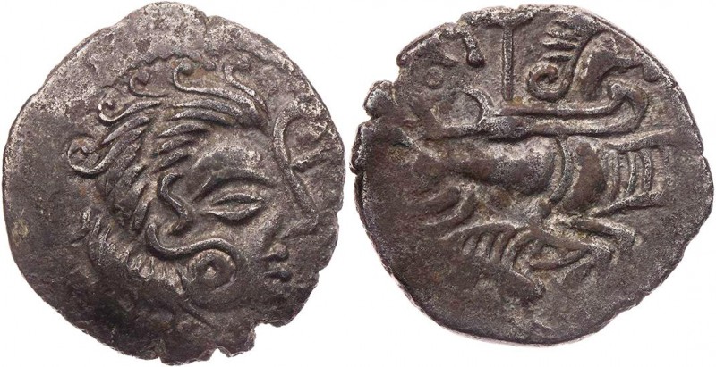 GALLIEN CORIOSOLITES
 BI-Stater vor 52 v. Chr. Vs.: Kopf mit üppigem Haupthaar ...
