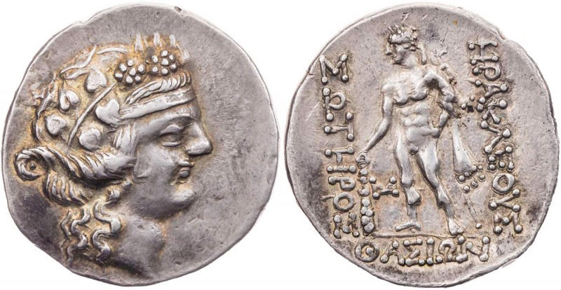 OSTKELTEN TYP INSEL THASOS
 AR-Tetradrachme 100-80 v. Chr. Vs.: Kopf des Dionys...