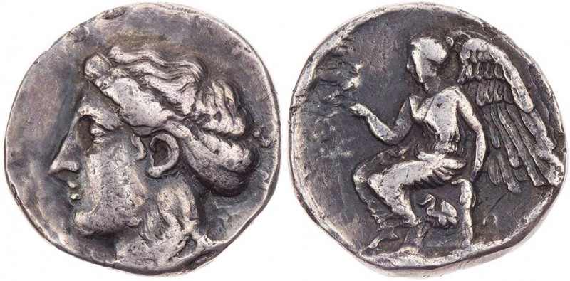 BRUTTIUM TERINA
 AR-Didrachme/Nomos um 420-400 v. Chr. Vs.: Kopf der Nymphe Ter...