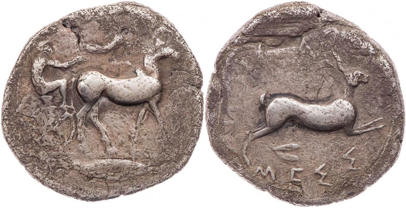 SIZILIEN MESSANA
AR-Tetradrachme 455-430 v. Chr. Vs.: Wagenlenker in Maultier-Q...