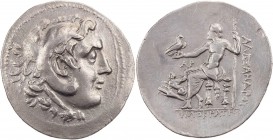 MAKEDONIEN, KÖNIGREICH
Alexander III., 336-323 v. Chr. AR-Tetradrachme 190-165 v. Chr., unter Philokrates Chios Vs.: Kopf des Herakles mit Löwenskalp...