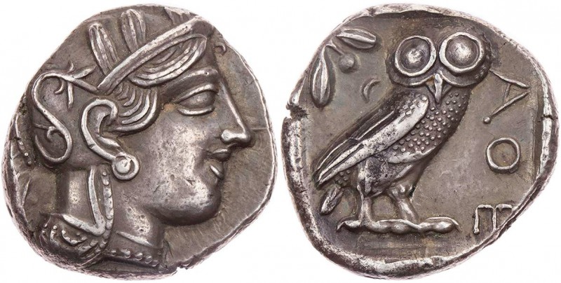 ATTIKA ATHEN
AR-Tetradrachme um 420-412 v. Chr. Vs.: Kopf der Athena mit Helm u...
