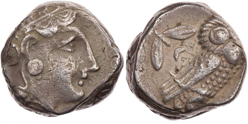 ATTIKA ATHEN
 AR-Tetradrachme um 330-240 v. Chr. Vs.: Kopf der Athena mit Helm ...