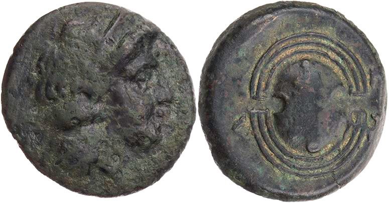 ATTIKA INSEL SALAMIS
 AE-Dichalkon 4. Jh. v. Chr. Vs.: Kopf der Nymphe Salamis ...