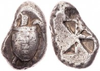 AEGINA AEGINA
 AR-Stater 550-500 v. Chr. Vs.: Seeschildkröte, Rs.: windmühlenförmiges incusum SNG Cop. 501; SNG München 532; Kraay, ACGC 116; Bloesch...