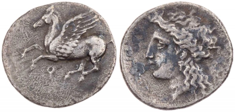 KORINTHIA KORINTH
 AR-Drachme (Trite) 350-300 v. Chr. Vs.: Pegasos fliegt n. l....