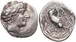 ELIS OLYMPIA
 AR-Didrachme 368 v. Chr. (= 103. Olympiade) Vs.: F - A, Kopf der Hera mit ornamentierter Stephane n. r., Rs.: Adler steht mit ausgebrei...