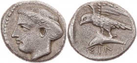 PAPHLAGONIEN SINOPE
AR-Drachme um 410-350 v. Chr. Vs.: Kopf der Nymphe Sinope n. l., Rs.: Adler fliegt mit Delphin in den Fängen n. l., alles in quad...
