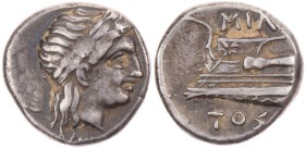 BITHYNIEN KIOS
 AR-Hemidrachme 345-330 v. Chr., Magistrat Miletos Vs.: Kopf des Apollon mit Lorbeerkranz n. r., Rs.: Galeerenbug n. l. BMC 6-7; SNG v...