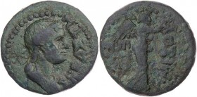 PONTOS AMISOS
Agrippina minor, 50-59 n. Chr. AE-Dichalkon 53/54 n. Chr. (=Jahr 85) Vs.: drapierte Büste n. r., dahinter Gegenstempel: Stern, Rs.: Nik...