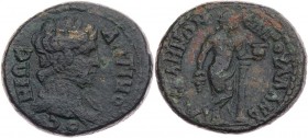 LYDIEN SALA
Antinoos, gest. 130 n. Chr., Geliebter des Hadrianus AE-Assarion unter C. Val. Andro(...) Vs.: drapierte Büste n. r., Rs.: Dionysos steht...