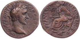 KAPPADOKIEN TYANA
Antoninus Pius, 138-161 n. Chr. AE-Diassarion 156/157 n. Chr. (= Jahr 19) Vs.: Kopf mit Lorbeerkranz n. r., Rs.: Tyche Tyana sitzt ...