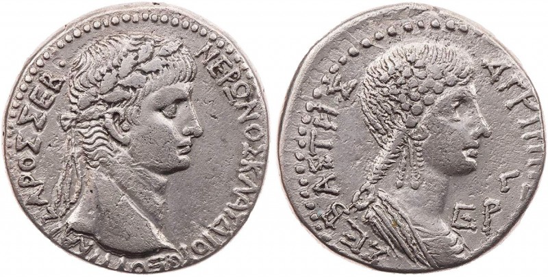 SYRIEN SELEUCIS ET PIERIA, ANTIOCHEIA AM ORONTES
Nero mit Agrippina minor, 54-5...