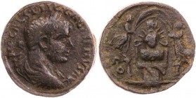SYRIEN KOILE-SYRIEN, HELIOPOLIS
Gallienus, 253-268 n. Chr. AE-Sesterz (reduziert) um 256/257 n. Chr. Vs.: IMP CAES . P LIC . GALLIENVS AVG, gepanzert...