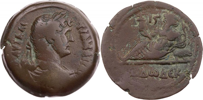 ÄGYPTEN ALEXANDRIA
Hadrianus, 117-138 n. Chr. AE-Drachme 127/128 (= Jahr 12) Vs...